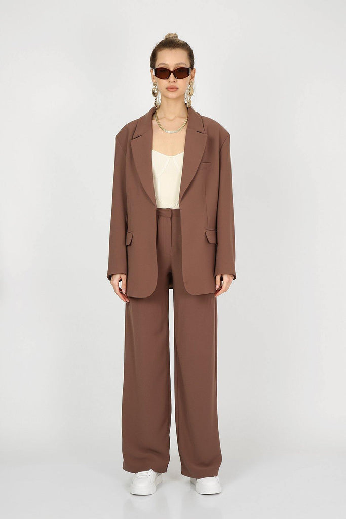 Alice Oversized Blazer Brown - Sovaye 