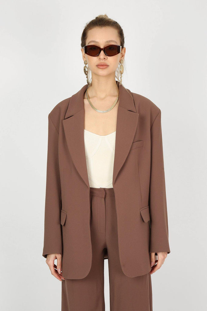 Alice Oversized Blazer Brown - Sovaye 