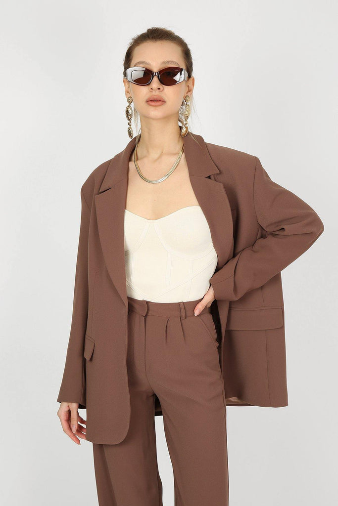 Alice Oversized Blazer Brown - Sovaye 