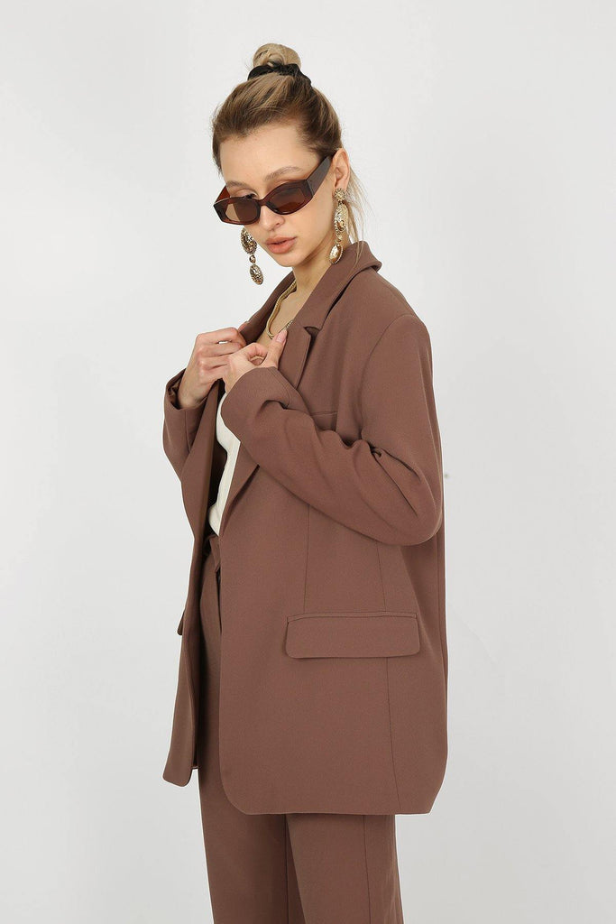 Alice Oversized Blazer Brown - Sovaye 