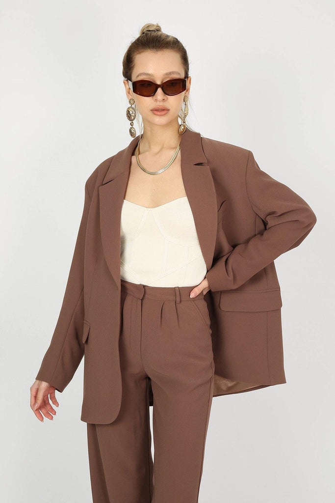Alice Oversized Blazer Brown - Sovaye 