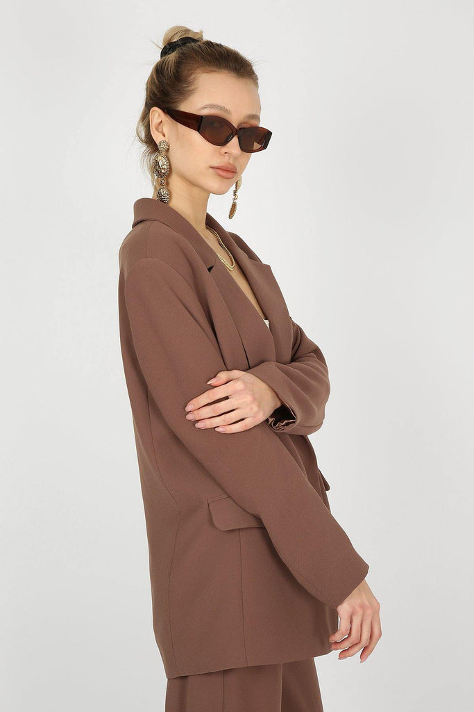 Alice Oversized Blazer Brown - Sovaye 