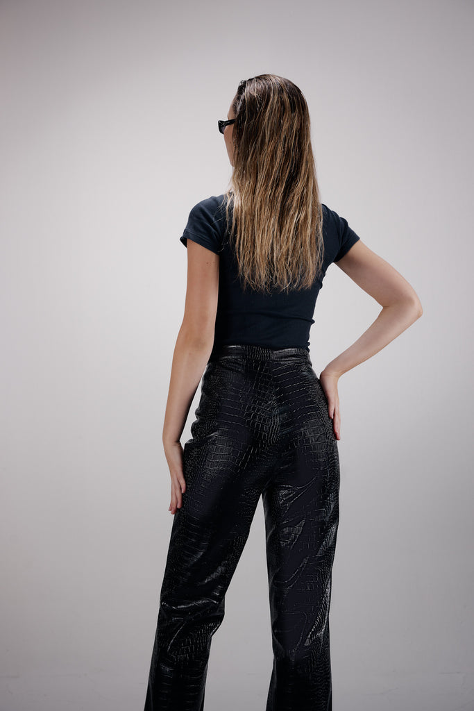 Sovaye - Croco Pants Onyx Black