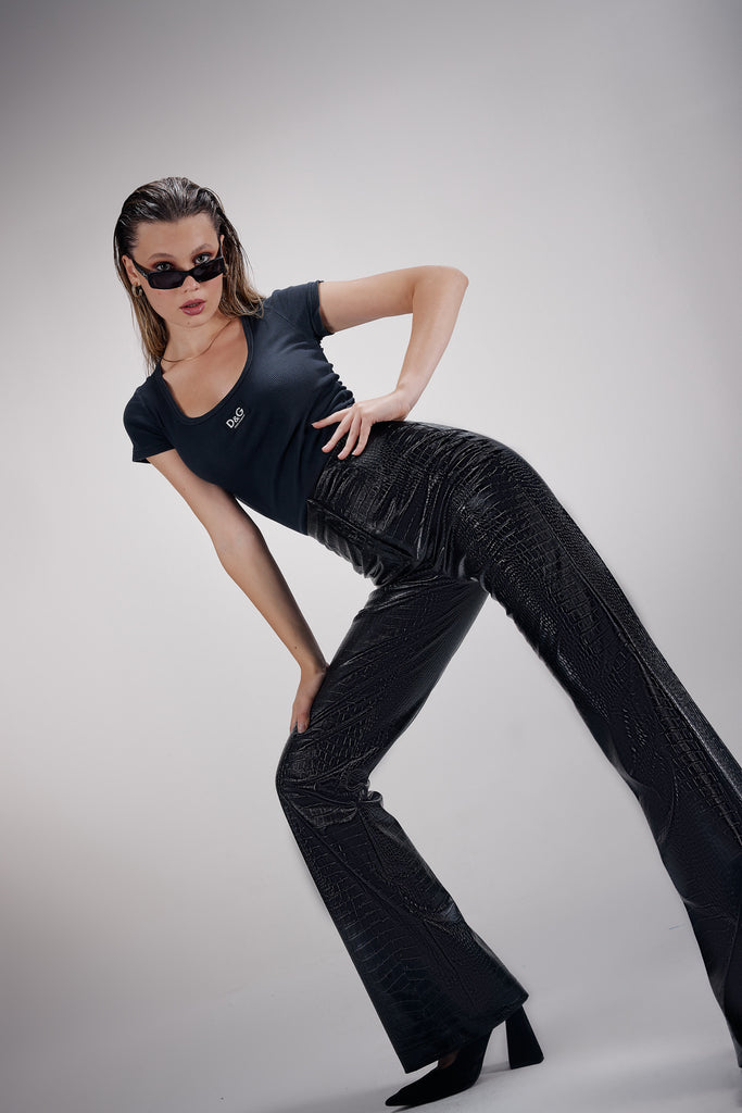 Sovaye - Croco Pants Onyx Black